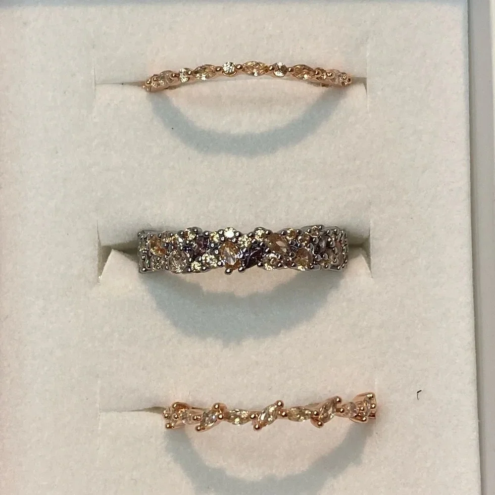 Bomb Party Ring 9 Hustle And Heart Luxe Band Smokey Topaz Brown Tourmaline W/CZ - Picture 1 of 7